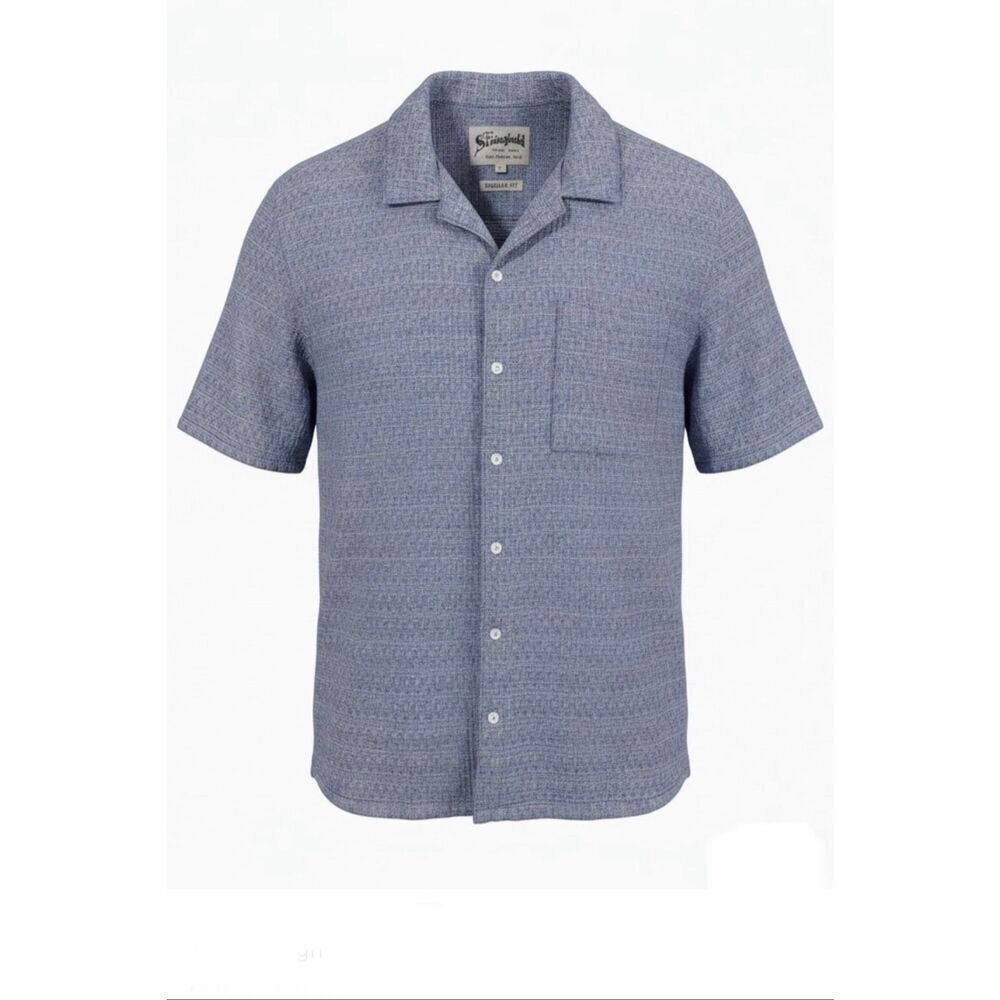 THE STRONGHOLD Light Blue Crosshatch Textured Button Up Short Sleeve Shirt-2XL
